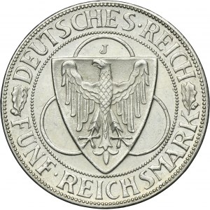 Germany, Weimar Republic, 5 Mark Hamburg 1930 J - Liberation of Rhineland