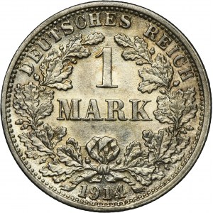 Germany, German Empire, Wilhelm II, 1 Mark Stuttgart 1914 F