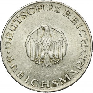 Germany, Weimar Republic, 3 Mark Berlin 1929 A - Gotthold Lessing