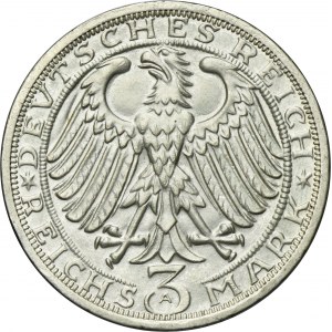 Germany, Weimar Republic, 3 Mark Berlin 1928 A - Naumburg