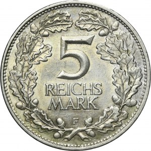 Germany, Weimar Republic, 5 Mark Stuttgart 1925 F