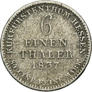 Germany, Electorate of Hesse, Wilhelm II and Friedrich Wilhelm, 1/6 Thaler Clausthal 1837