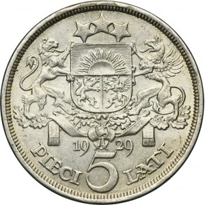 Latvia, Republic of Latvia, 5 Lati 1929