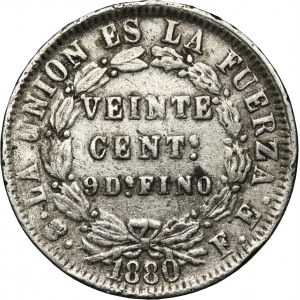 Bolivia, 20 Centavos Potosi 1880