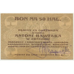 Kraków, Antoni Hawełka, 50 halerzy 1919 - nienotowany podpis