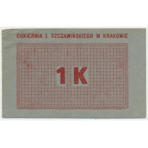 Kraków, Cukiernia J. Szczawińskiego, 1 korona 1919 - blankiet