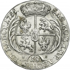 Augustus III of Poland, 18 Groschen Leipzig 1755 EC
