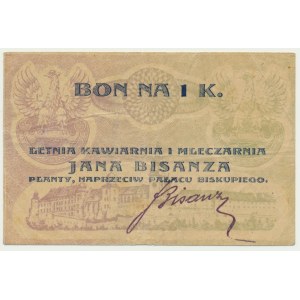 Kraków, Jan Bisanz, Letnia Kawiarnia i Mleczarnia, 1 korona 1919 - blankiet
