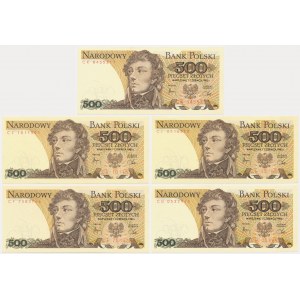 Zestaw, 500 złotych 1982 (5 szt.)