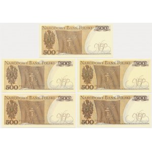 Zestaw, 500 złotych 1982 (5 szt.)