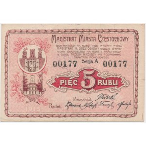 Częstochowa, 5 rubli 1915 - niski numer