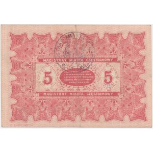 Częstochowa, 5 rubli 1915 - niski numer