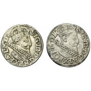 Set, Sigismund III Vasa, 3 Groschen Krakau 1622-1623 (2 pcs.)