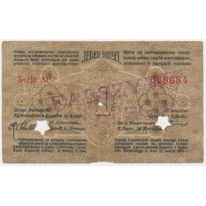 Łódź, Urząd Starszych Zg. Kupców, 1 rubel 1915 - fałszywy
