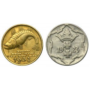 Set, Free City of Danzig, 10 pfennig 1923 and 1932 (2 pcs.)