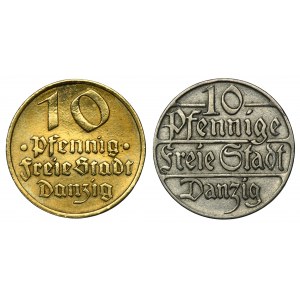Set, Free City of Danzig, 10 pfennig 1923 and 1932 (2 pcs.)