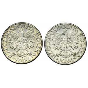 Zestaw, Żaglowiec, 2 złote 1936 (2 szt.)