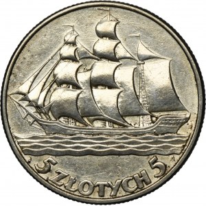 Żaglowiec, 5 złotych 1936
