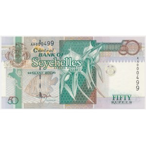 Seychelles, 50 roupies (1998) - AA 000499 - faible numéro de série