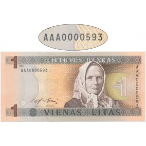 Lithuania, 1 Litas - AAA 0000593 - low serial number