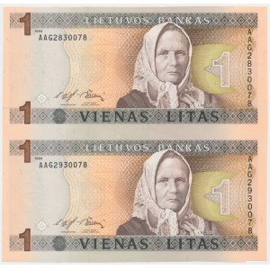 Lithuania, 1 Litas - AAG - uncut pair