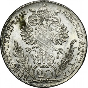 Austria, Maria Theresa, 20 Kreuzer Hall 1778 VC-S