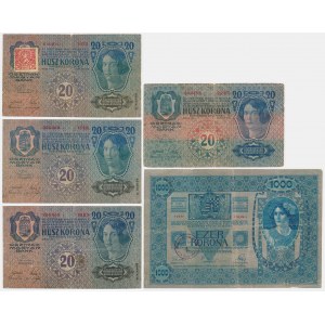 Group of banknotes, Austria, Czechoslovakia, Bukovina, Yugoslavia (5pcs.)