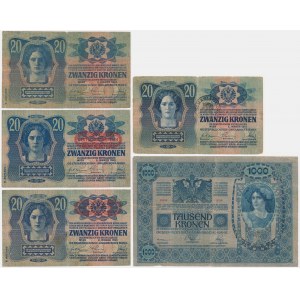 Group of banknotes, Austria, Czechoslovakia, Bukovina, Yugoslavia (5pcs.)