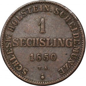 Germany, Duchy of Schleswig-Holstein, Christian VII, 1 Sechsling Altona 1850 TA