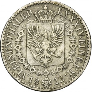Germany, Kingdom of Prussia, Friedrich Wilhelm III, 1/6 Thaler Berlin 1822 A