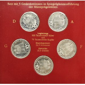 Set, Germany, FRG, 10 Mark 1999 - 50 Years SOS Kinderdörfer (5 pcs.)
