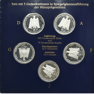 Set, Germany, FRG, 10 Mark 2001 - Albert Gustav Lortzing (5 pcs.)