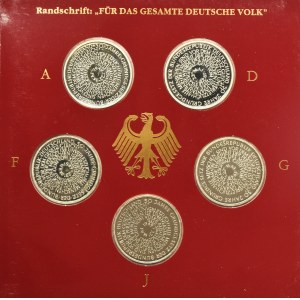 Set, Allemagne, RFA, 10 Mark 1999 - Anniversaire de la Constitution (5 pièces).