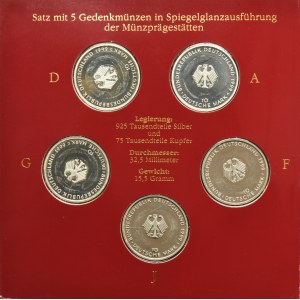 Set, Allemagne, RFA, 10 Mark 1999 - Anniversaire de la Constitution (5 pièces).