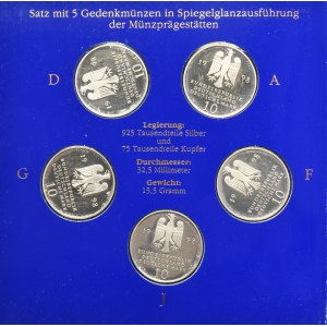 Set, Germany, FRG, 10 Mark 1998 - Francke Foundations in Halle (5 pcs.)