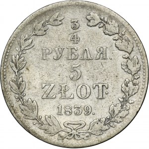 3/4 rubl = 5 zloty Warsaw 1839 MW
