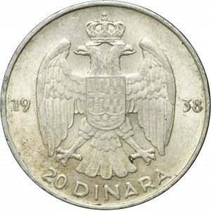 Yugoslavia, Peter II, 20 Dinara Paris 1938