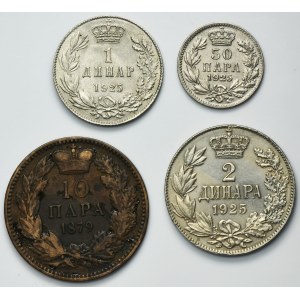 Set, Yugoslavia and Serbia, 10 Pair, 50 Pair, 1 Dinar and 2 Dinars (4 pcs.)