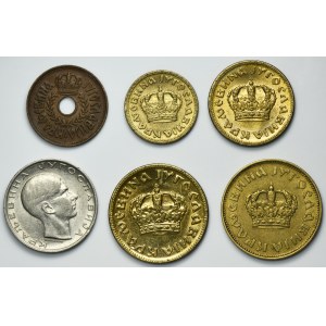 Set, Yugoslavia, Peter II, 25 Para, 50 Para, 1 Dinar, 2 Dinara and 10 Dinara (6 pcs.)