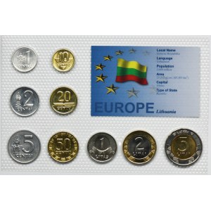 Set, Lithuania, 1-50 Centu and 1-5 Litai (9 pcs.)