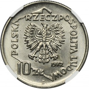 PRÓBA NIKIEL, 10 złotych 1972 50 Lat Portu w Gdyni - NGC MS65
