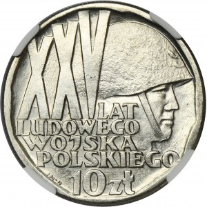 PRÓBA NIKIEL, 10 złotych 1968 XXV Lat Ludowego Wojska Polskiego - NGC MS64