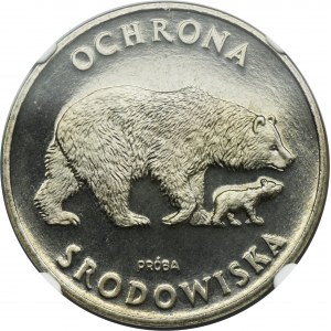 PRÓBA NIKIEL, 100 złotych 1983 Ochrona Środowiska Niedźwiedź - NGC PF67 ULTRA CAMEO