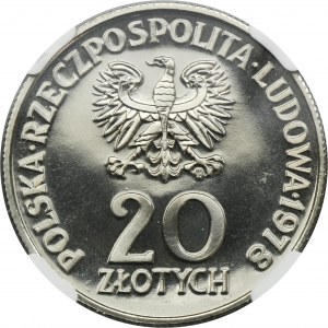 PRÓBA NIKIEL, 20 złotych 1978 Maria Konopnicka - NGC MS67 PL - jak lustrzanka