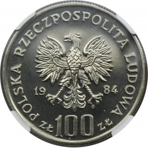 PRÓBA NIKIEL, 100 złotych 1984 40 Lat PRL - NGC MS68