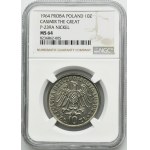 PRÓBA NIKIEL, 10 złotych 1964 Kazimierz Wielki - NGC MS64 - wypukły napis na awersie