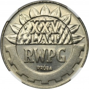 PRÓBA NIKIEL, 20 złotych 1974 XXV Lat RWPG - NGC MS66