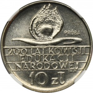 PRÓBA NIKIEL, 10 złotych 1973 200 lat Komisji Edukacji Narodowej - NGC MS65
