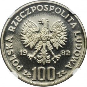 PRÓBA NIKIEL, 100 złotych 1982 Ochrona Środowiska Bociany - NGC PF63 ULTRA CAMEO