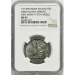 PRÓBA NIKIEL, 10 złotych 1971 50. Rocznica Powstania Warszawskiego - NGC MS65